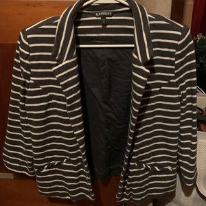Express Gray and White Striped Blazer